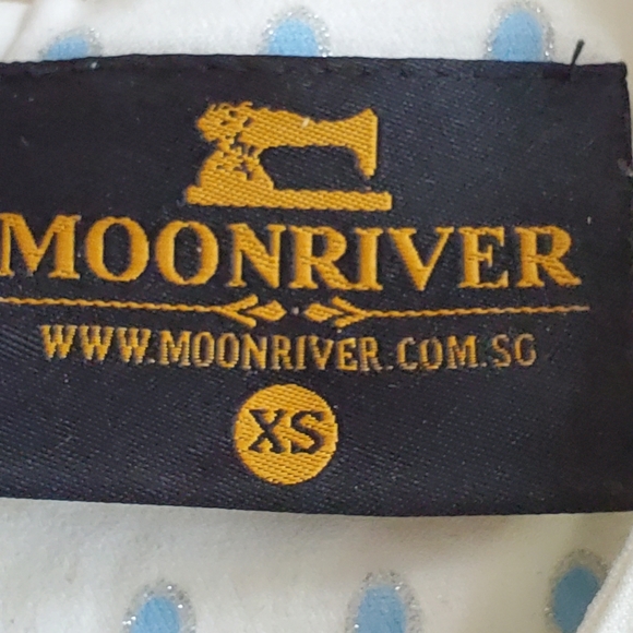 Moon River white dress with tiffany blue polka dots XS - Picture 6 of 6